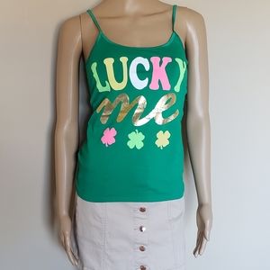 NWOT! INTIMATES LUCKY ME GREEN TANK TOP